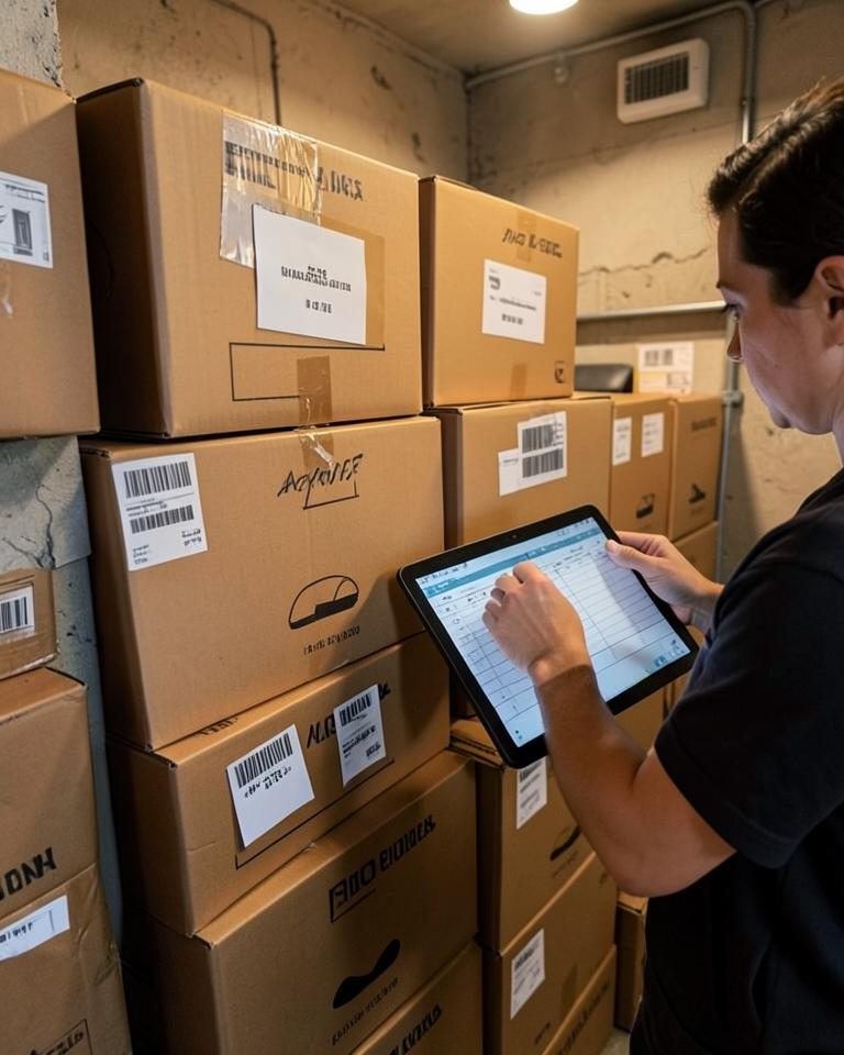 Imported cartons being checked against a packing list